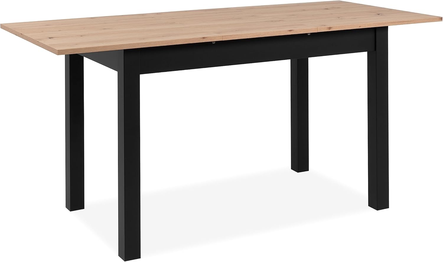 möbelando Esstisch >Coburg< ausziehbar 160cm, Artisan Eiche/Schwarz - 120/160x76,5x70cm (BxHxT)