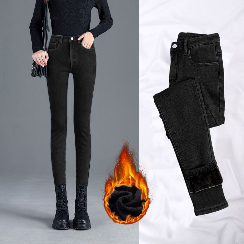 Crochaletin - Skinny jeans met hoge taille en fleecevoering