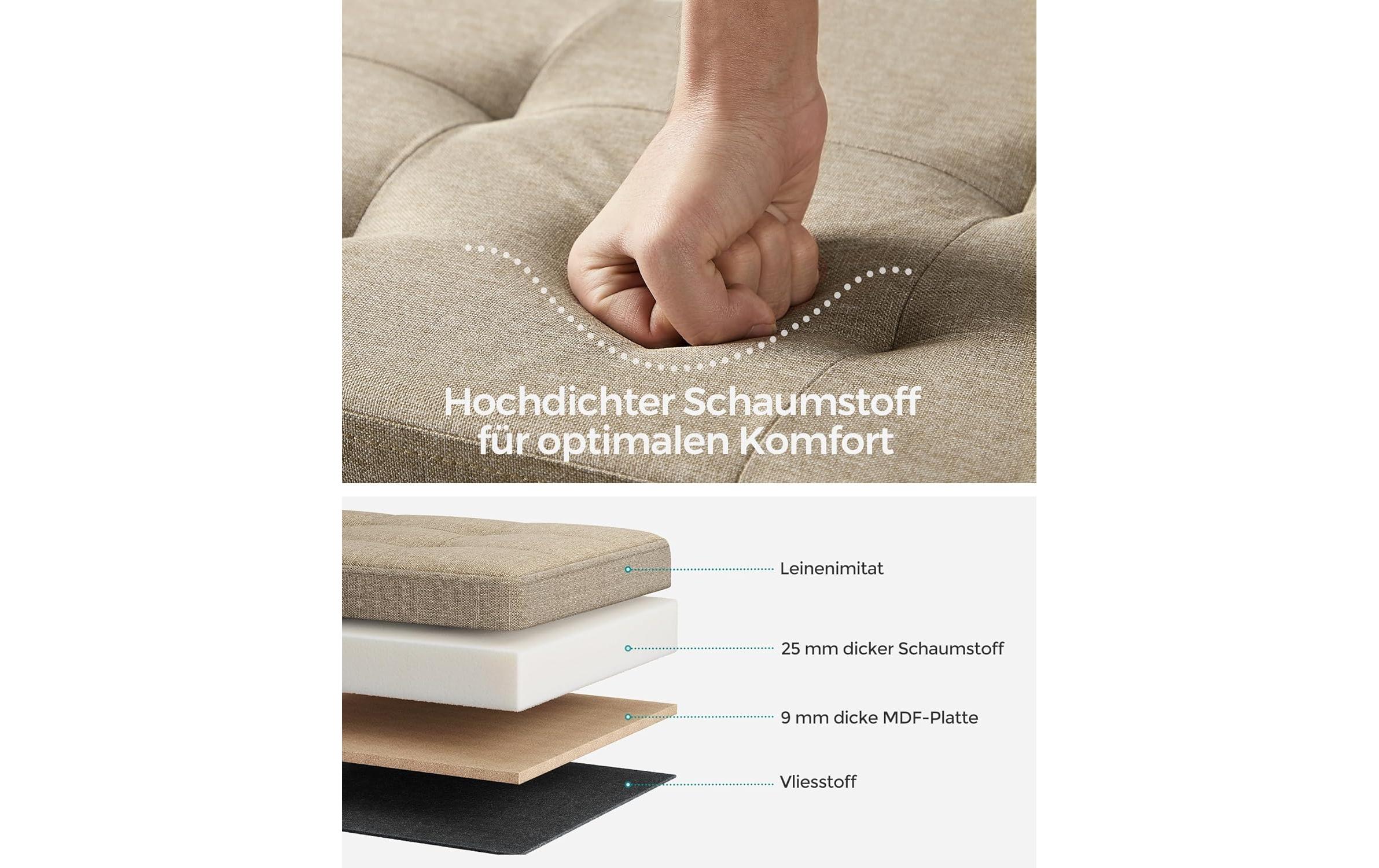 Sitztruhe Ottomane 110 x 38 cm, BeigeSitzbank mit Stauraum