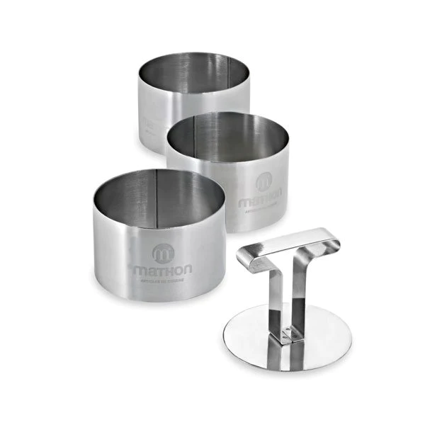 3 cercles de présentation en inox avec poussoir Mathon