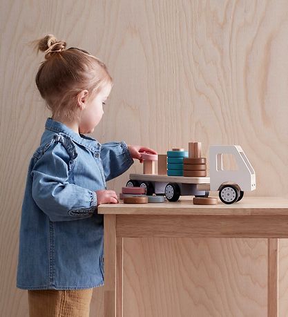 Kids Concept Stapelwagen - 38 cm - Aiden - Weiß/Natur