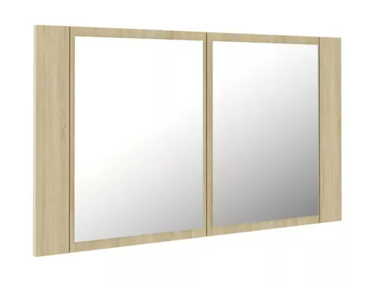 Armoire de salle de bain à miroir à LED Chêne sonoma 80x12x45