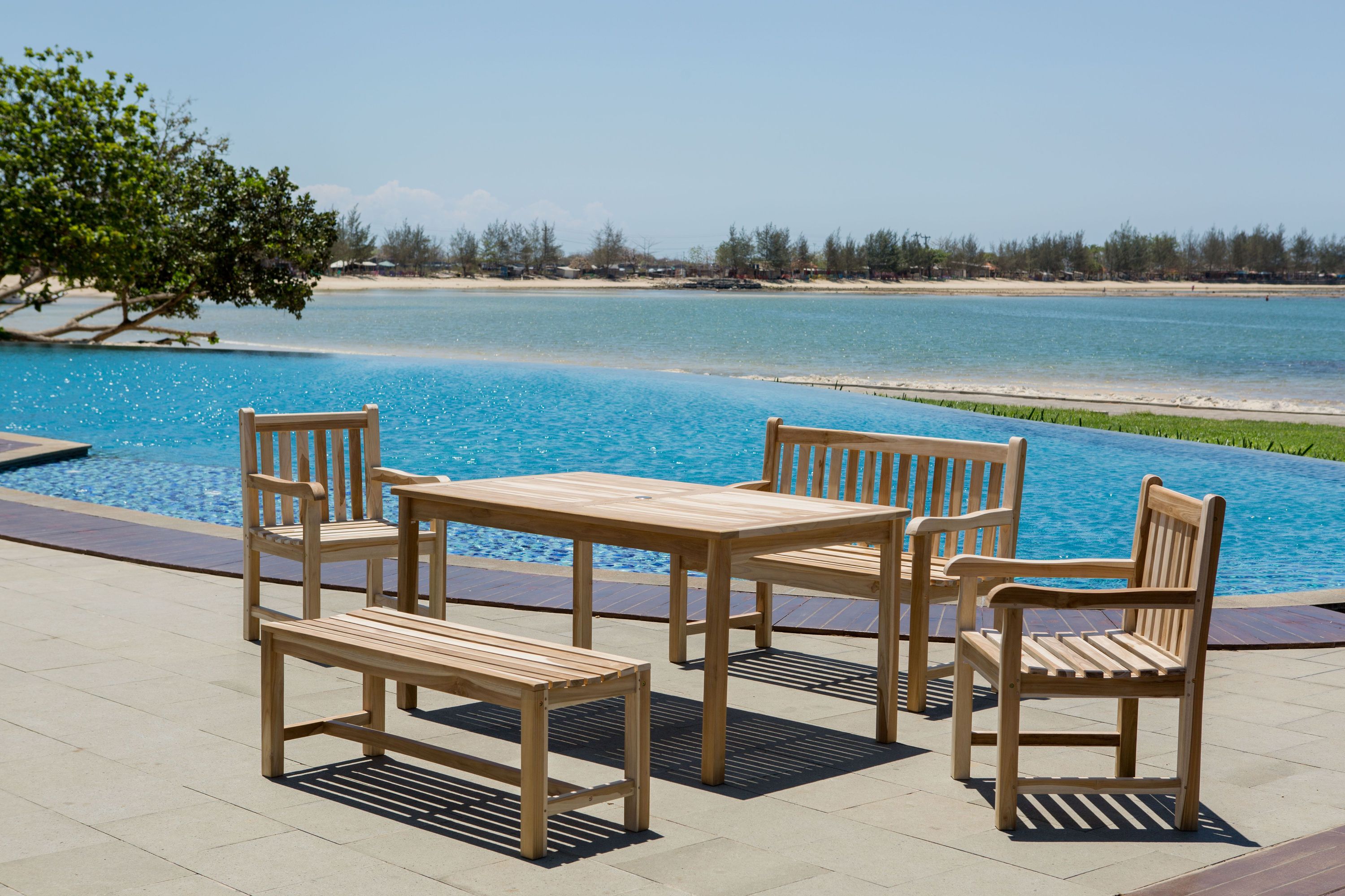 Gartenbank 120cm Teak Sitzbank Parkbank Bank Holzbank massiv