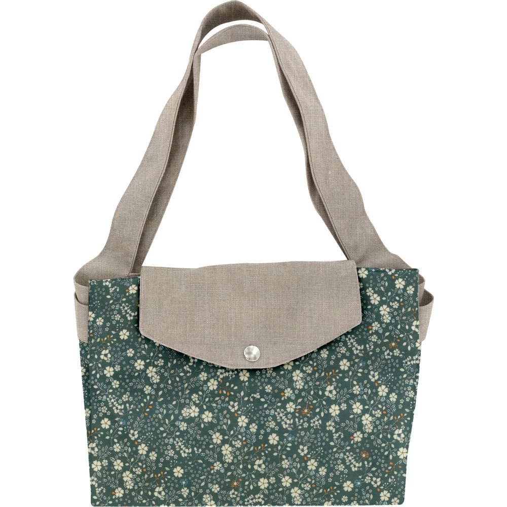 Grand Sac Cabas En Tissu Fleuri Kaki