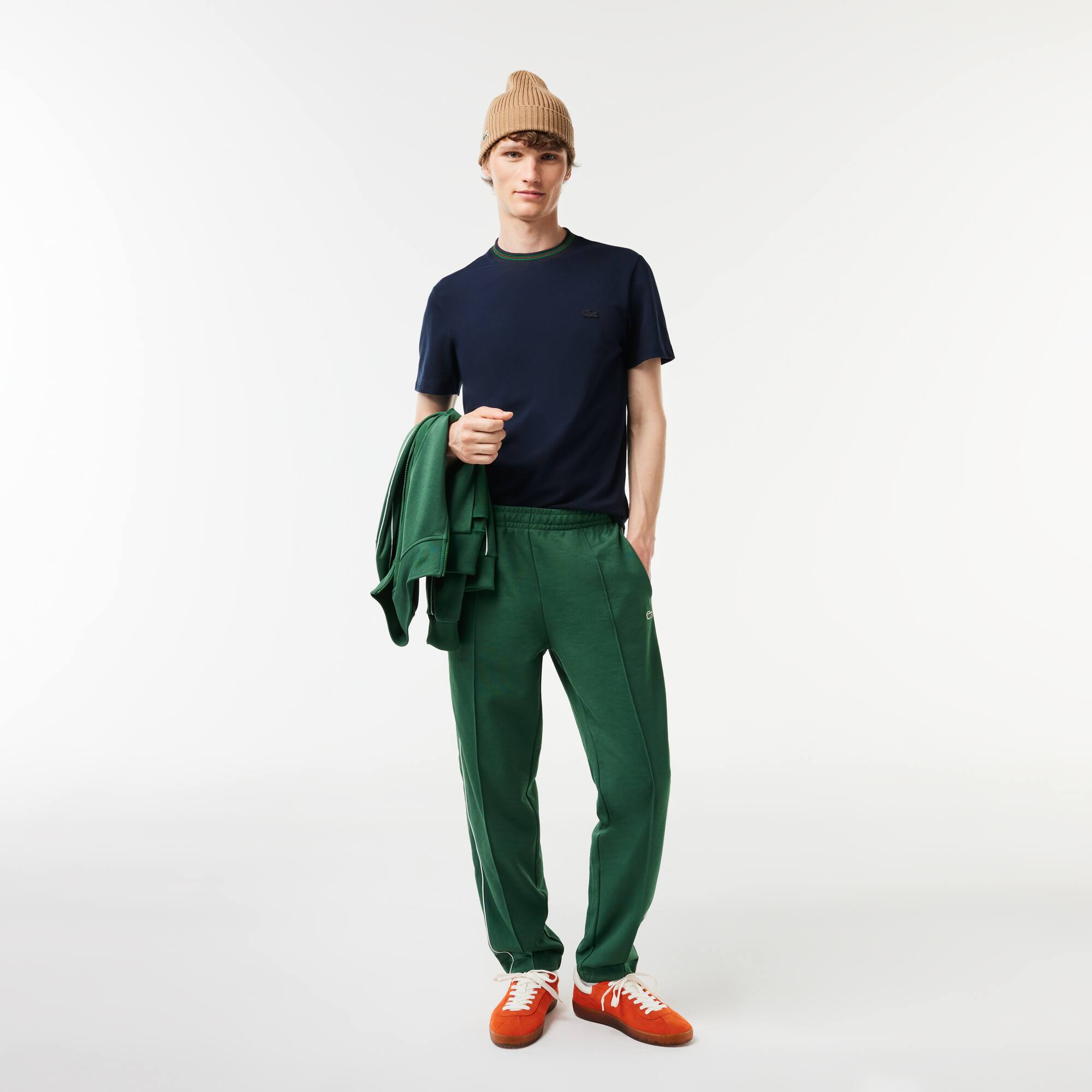 T-Shirt aus Stretch-Piqué mit gestreiftem Kragen T-Shirts - Blau - Lacoste - Herren