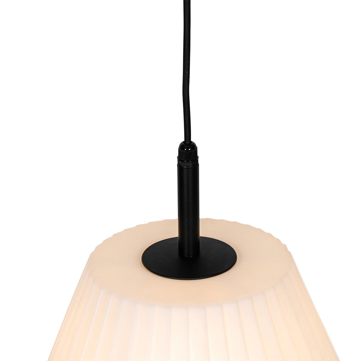 Moderne buiten hanglamp zwart met witte kap 32.9 cm IP44 - Robbert
