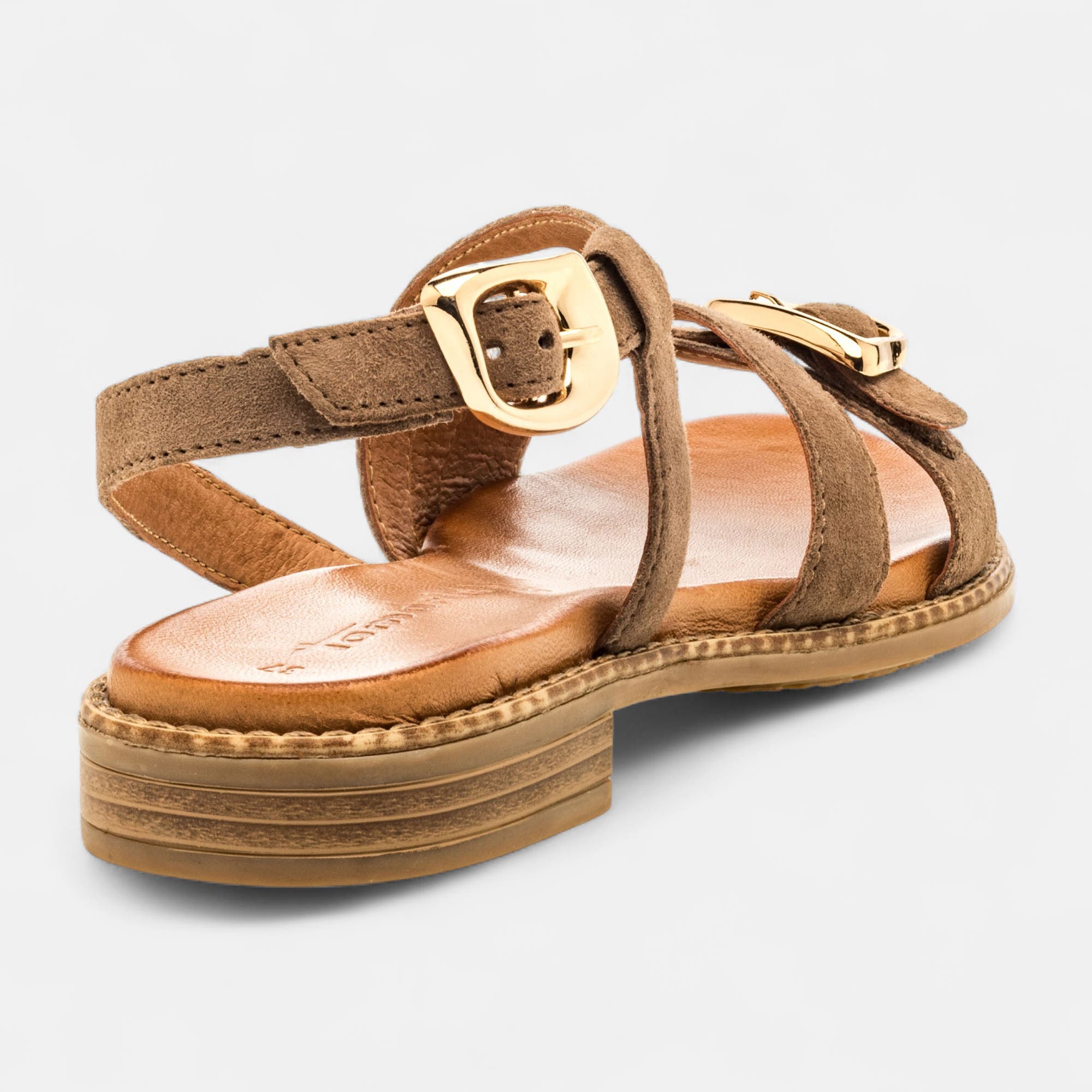 Nu-pieds Femme en cuir taupe