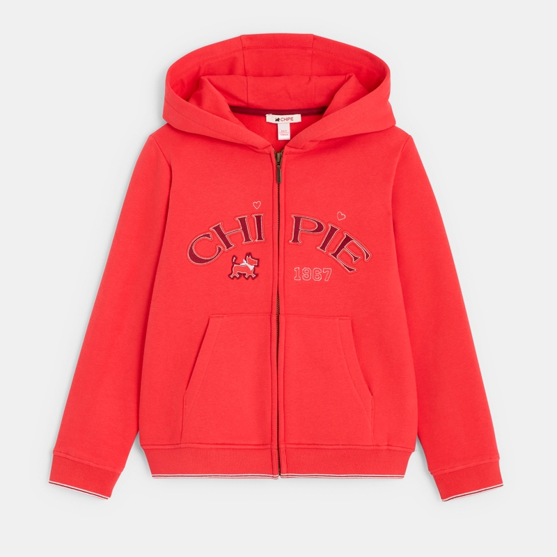 Sweat zippé à capuche rouge fille Chipie