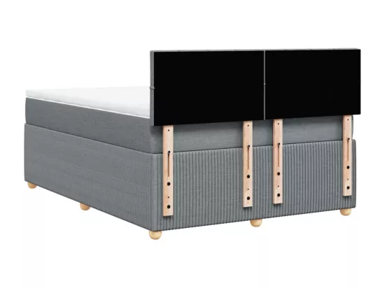 Sommier à lattes de lit avec matelas Gris clair 160x200cm Tissu