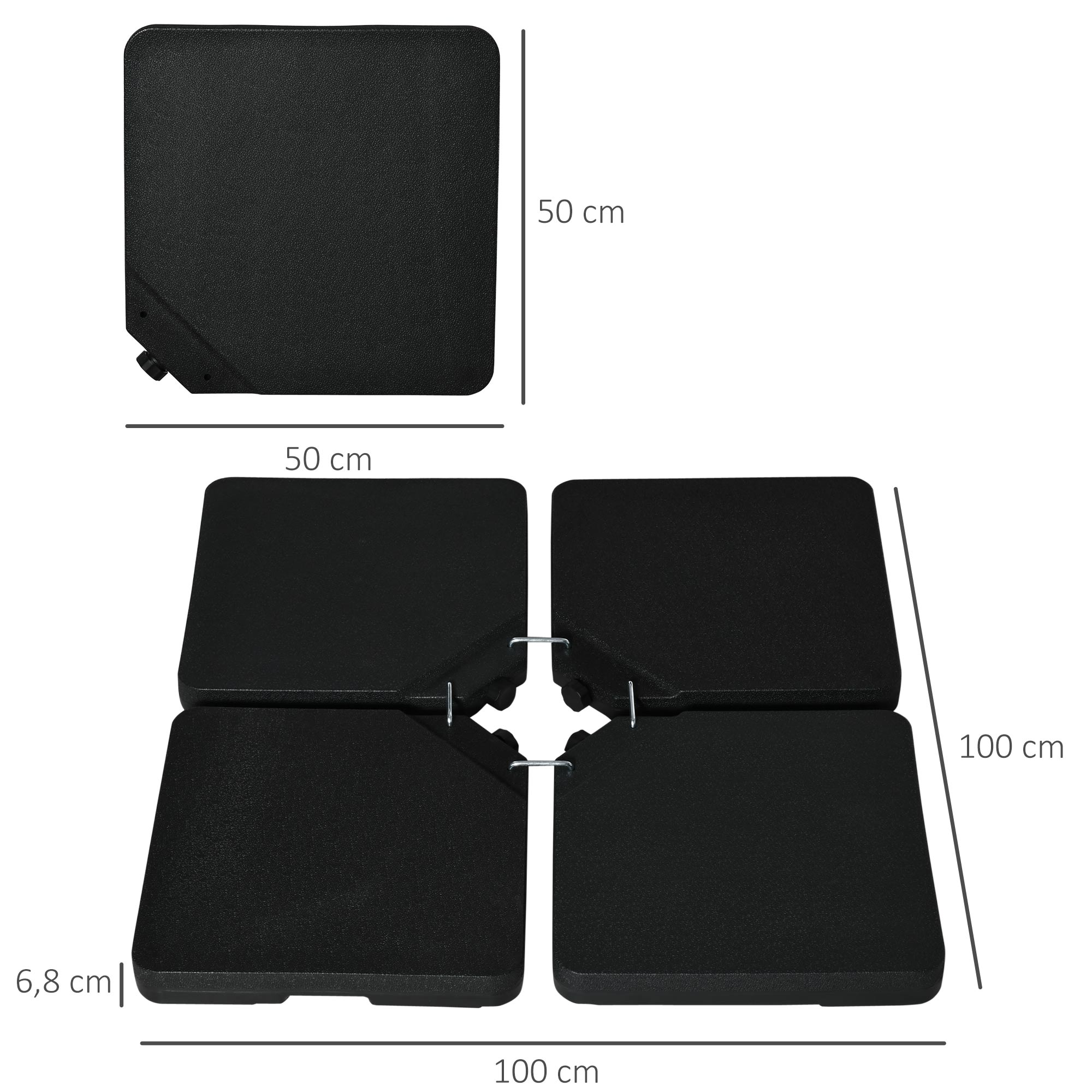 Base para guarda-sol Outsunny preta