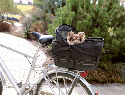 Trixie honden fietsmand Eva achterop Zwart met kussen en kap 48X29X42 cm