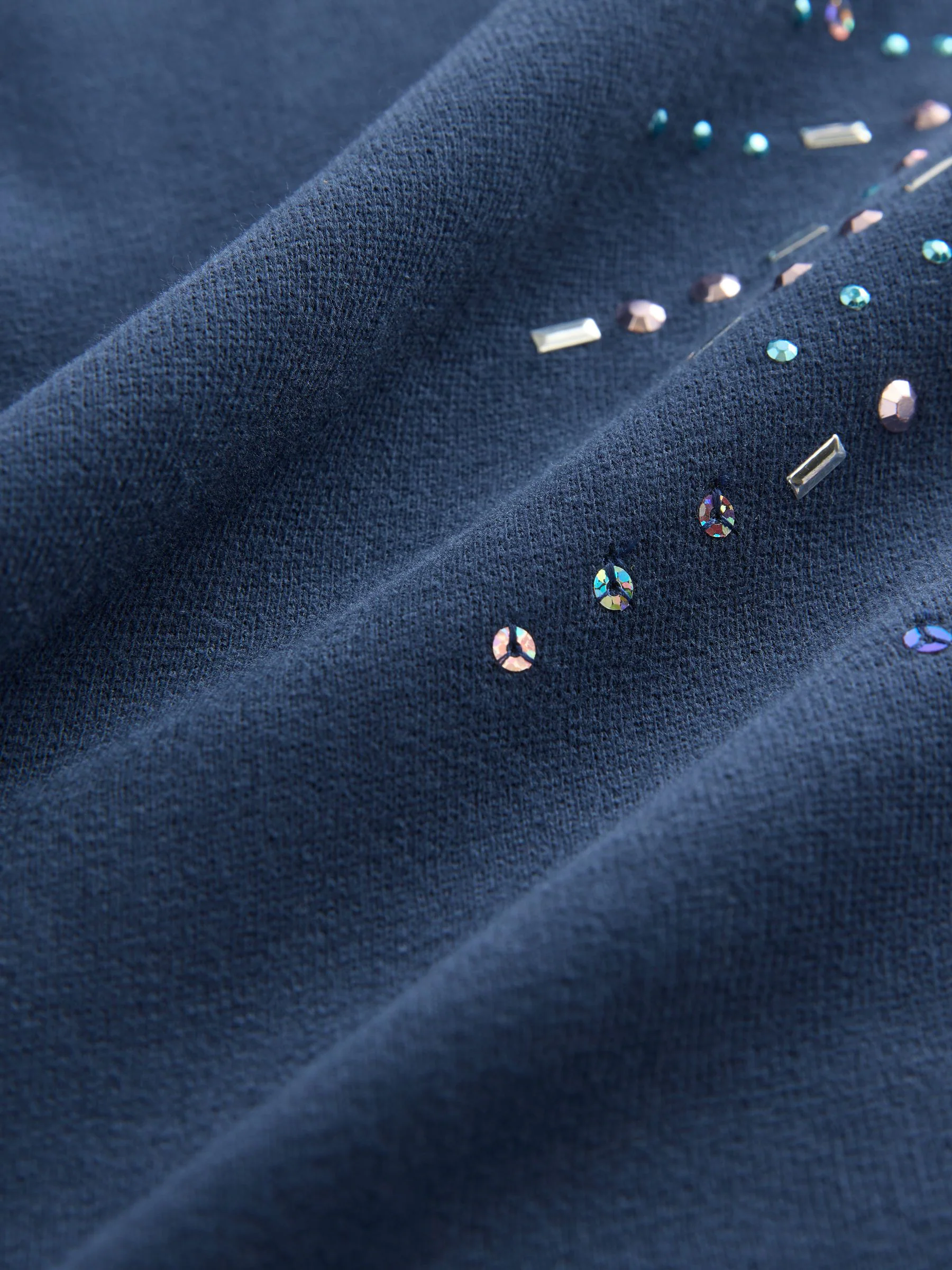 Marineblauw met lovertjes en sterrenprint - Trui-jurk (3-16 jr)