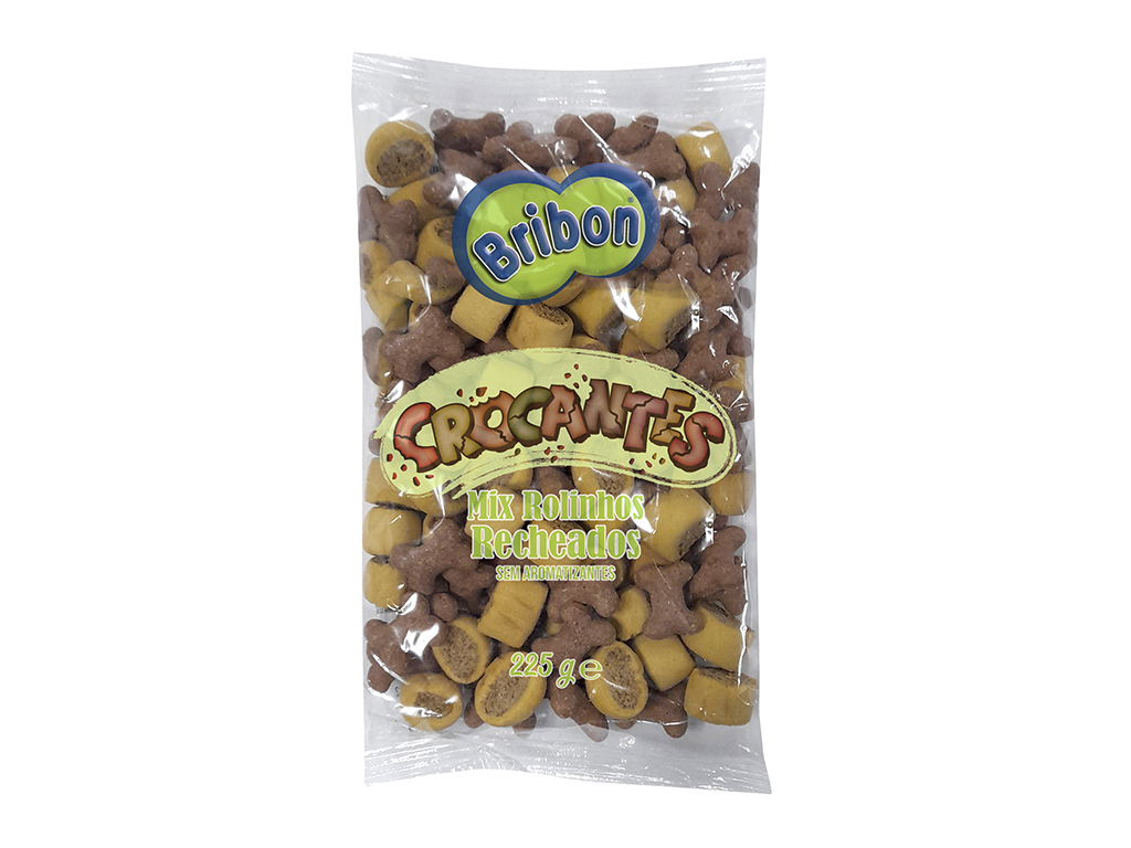 SNACKS PARA CÃO BRIBON CROC MIX RECHEADOS 225G