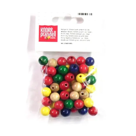 Knorr Prandell Holzperlen, 10mm, bunt sortiert, 50 Stück