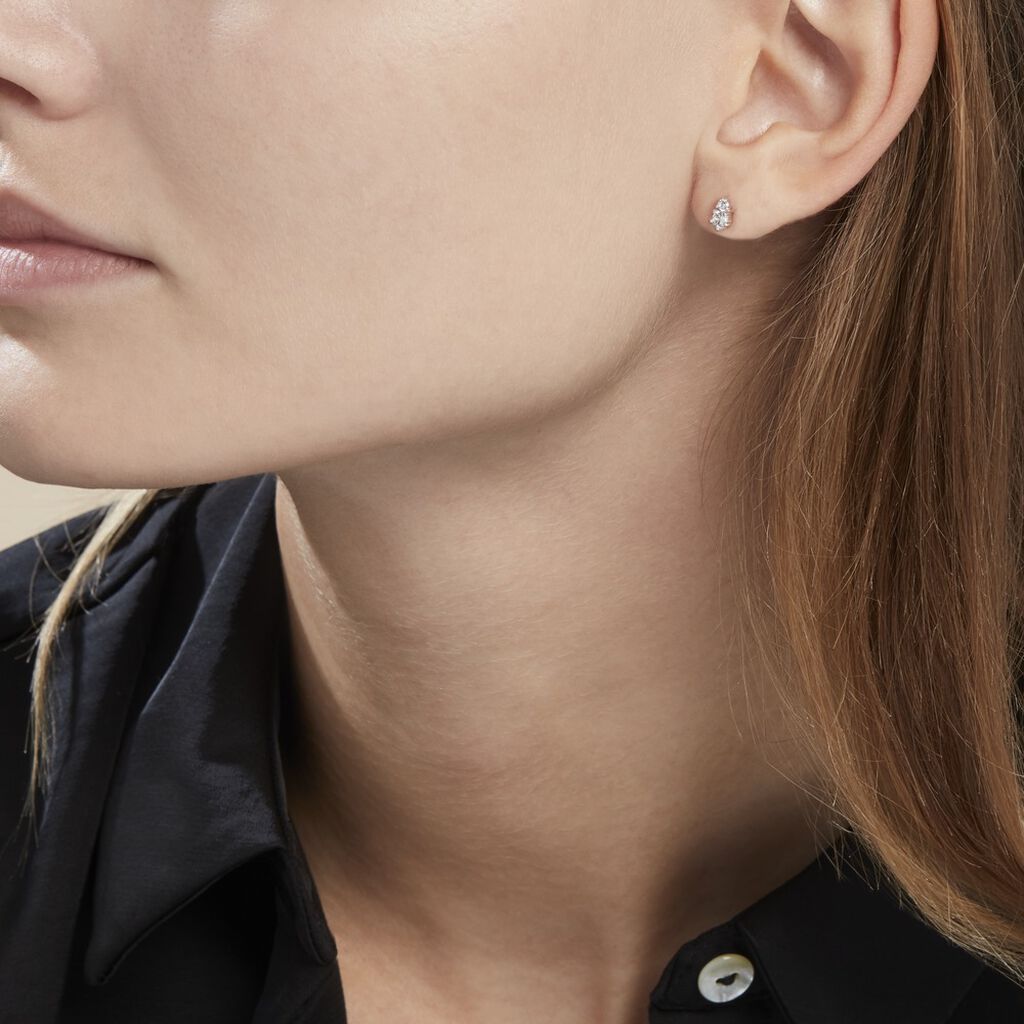 Boucles D'oreilles Puces Almira Argent Blanc Oxyde De Zirconium