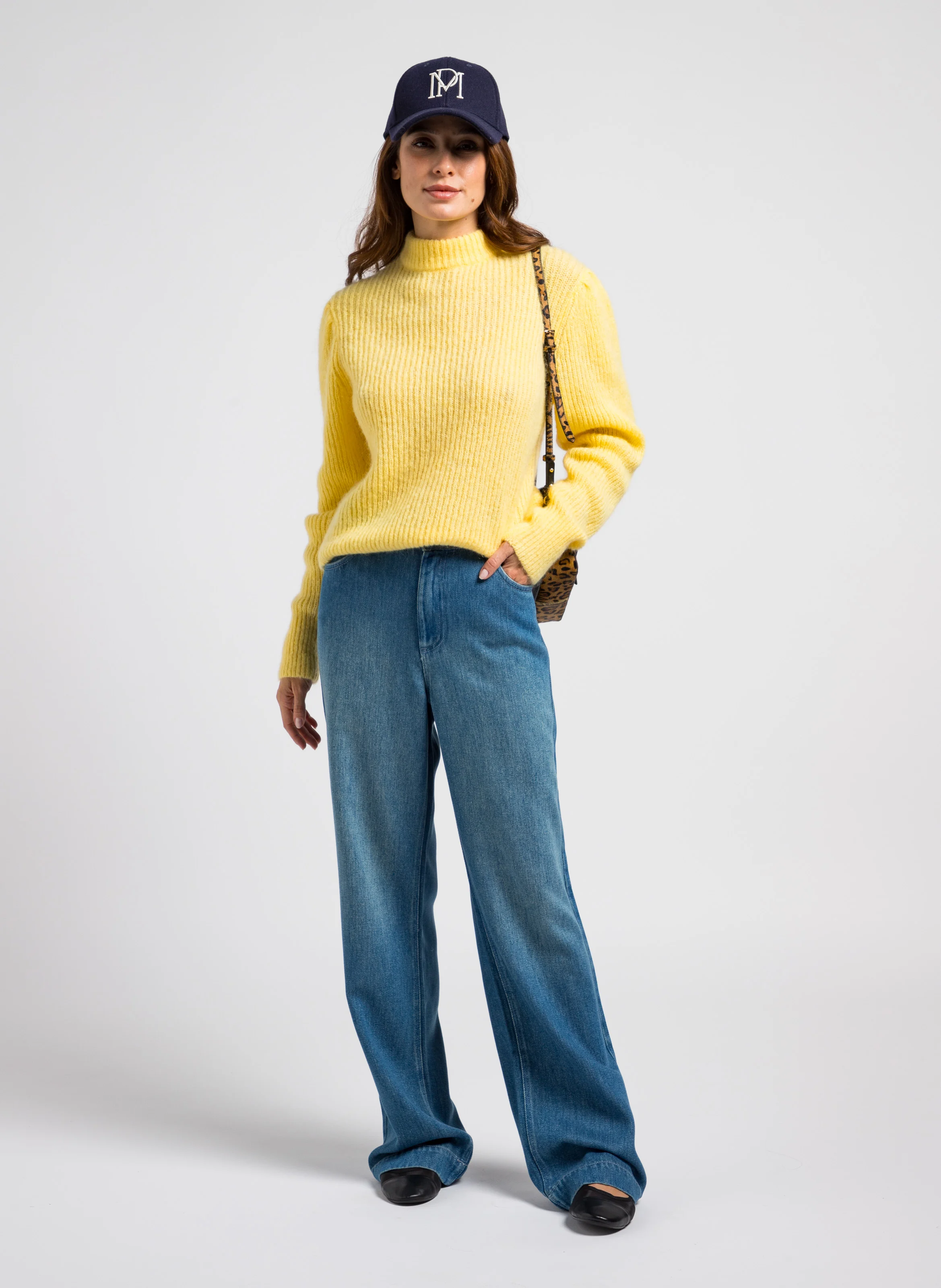 MIMI - Pull col montant en laine mélangée | Jaune