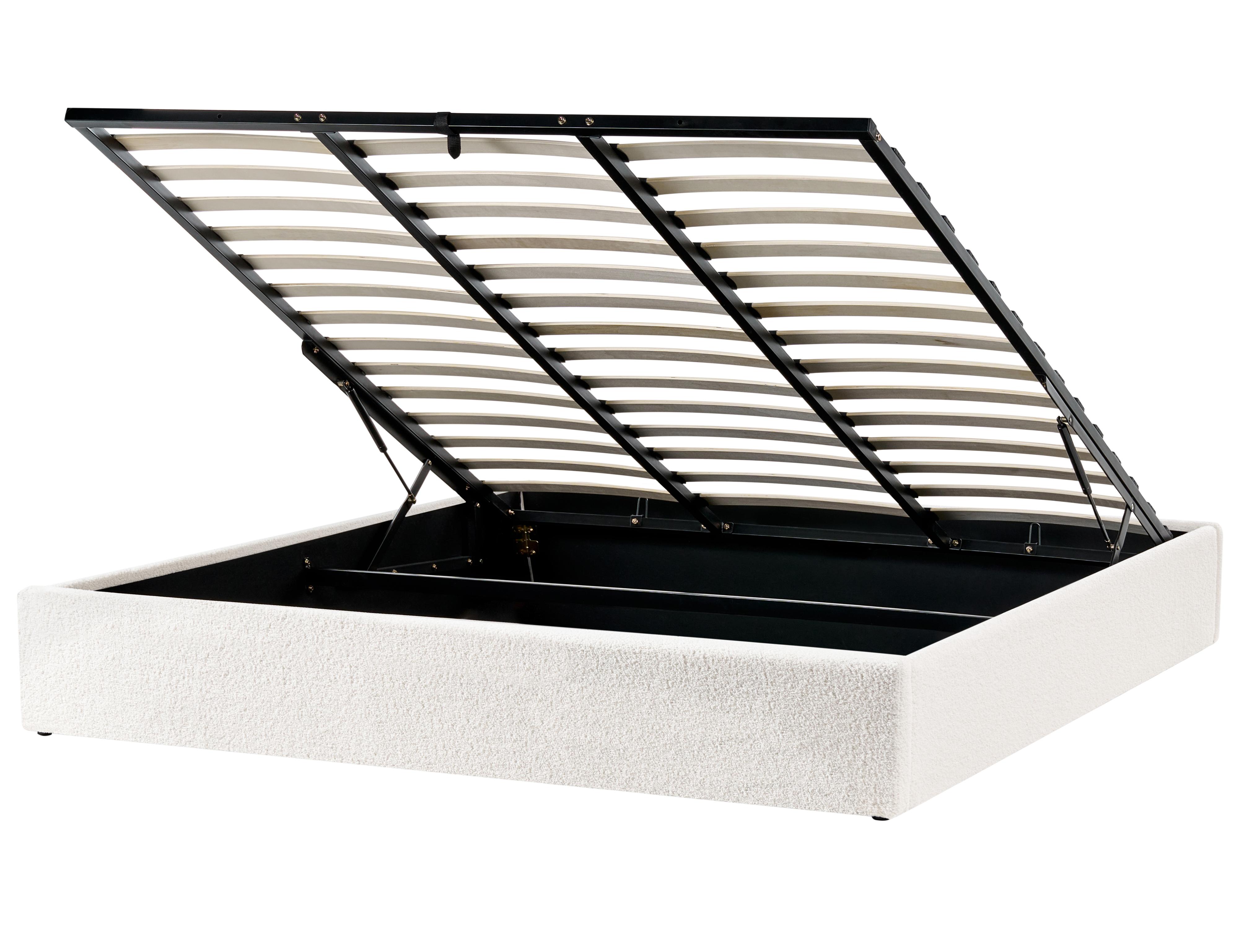 Opbergbed zonder hoofdbord Bouclé DINAN 180 x 200 cm Gebroken wit
