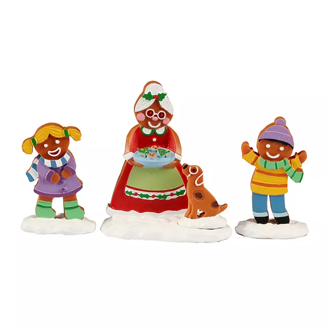 Personnages Lemax Mère Noël Pain d'épices et enfants