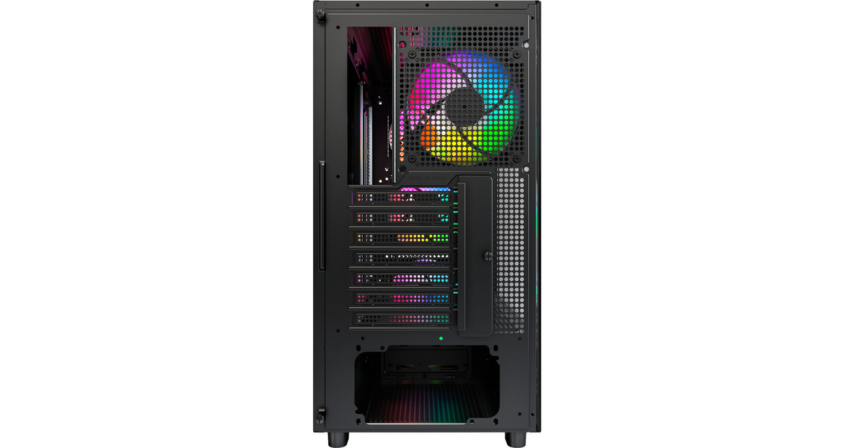 MontechXR Wood midi tower behuizing  (Zwart | 1x USB-A | 1x USB-C | RGB | Window)