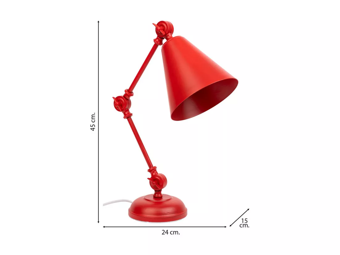 Lampe de bureau en métal rouge 24x15x45h