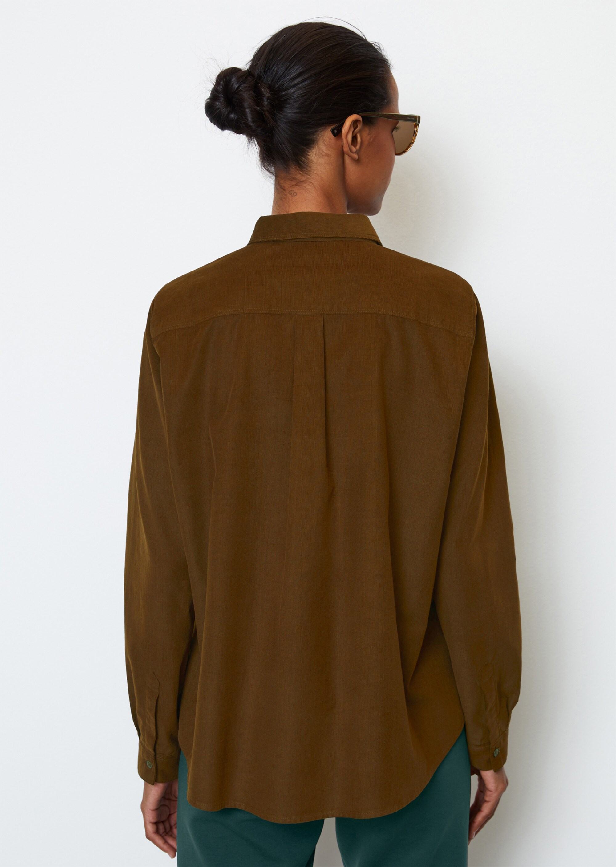 Feincord-Langarm-Bluse regular aus Organic Cotton-Lyocell-Mix