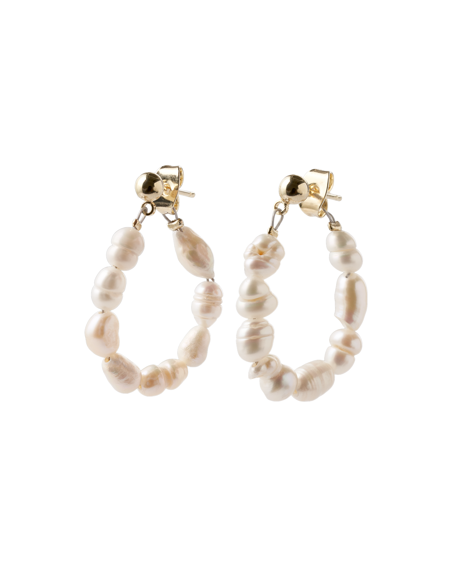 Ava Pearl-øreringe | Messing/18k forgyldt/ferskvandsperler. 3 cm. 2 stk. | Gold, White | & Copenhagen