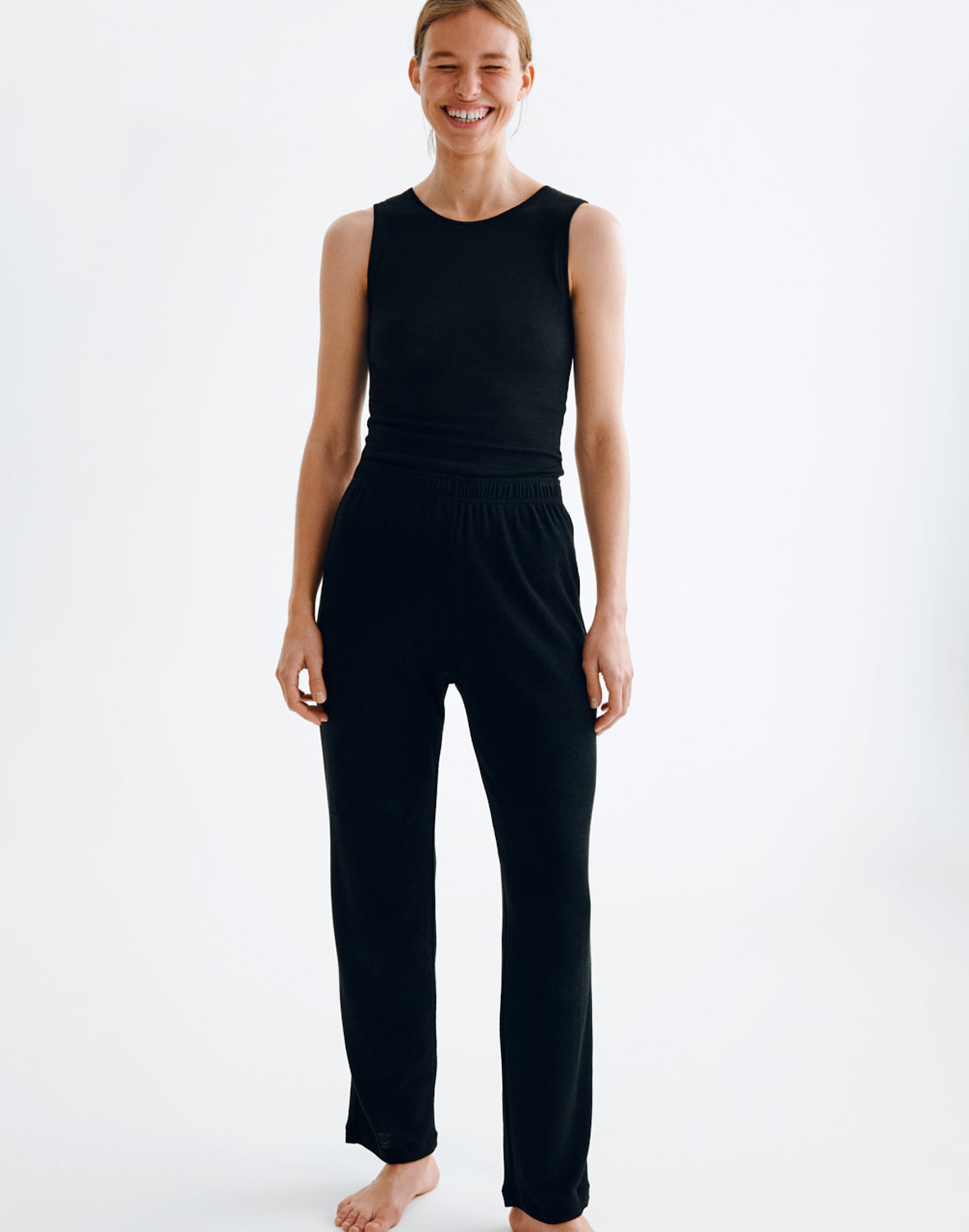Broek met rechte pijpen van merinowol/zijde voor dames