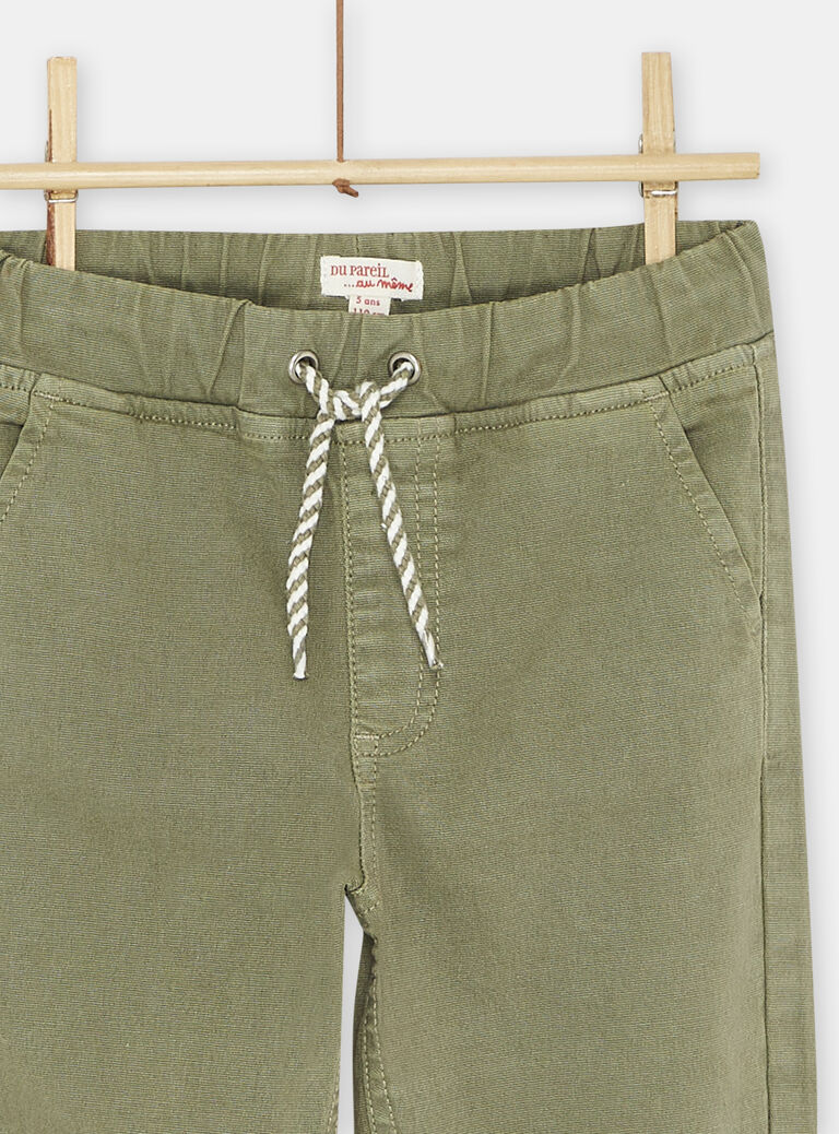 Pantalon kaki à surpiqures garçon