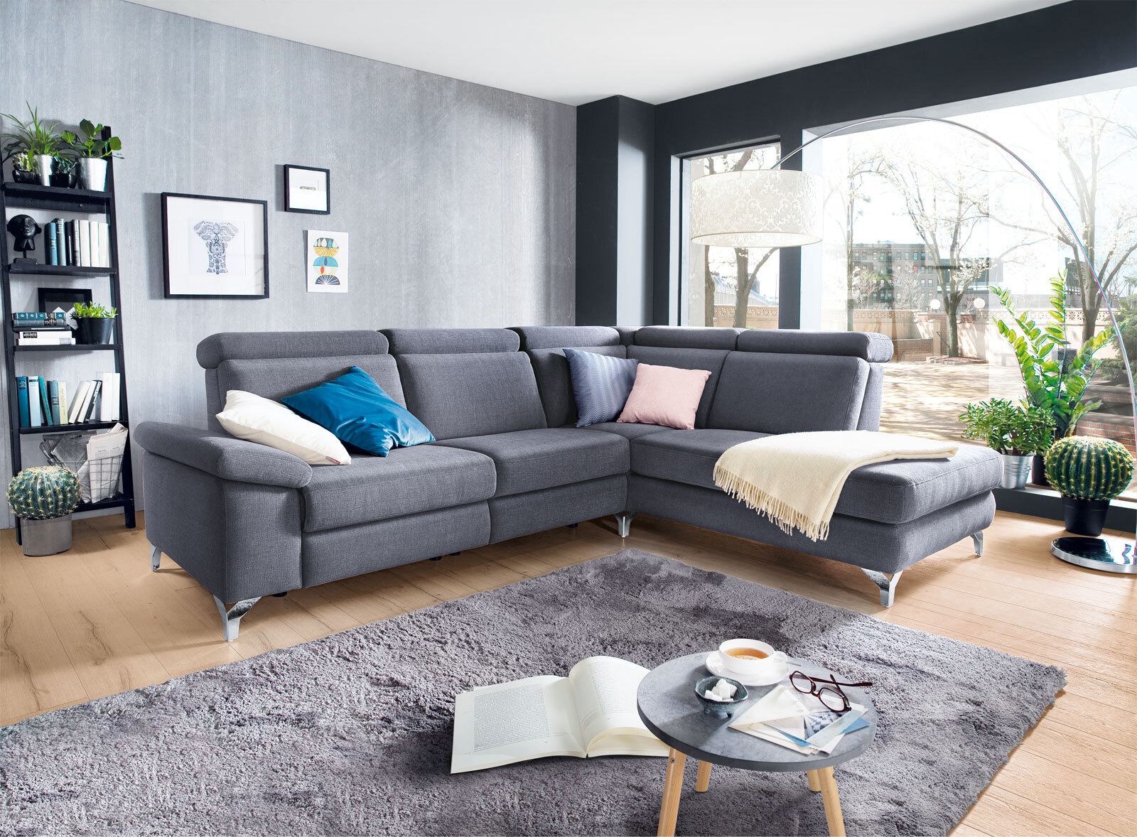 vito Ecksofa BENEFIT rechts 257 x 234 cm Stoffbezug grey