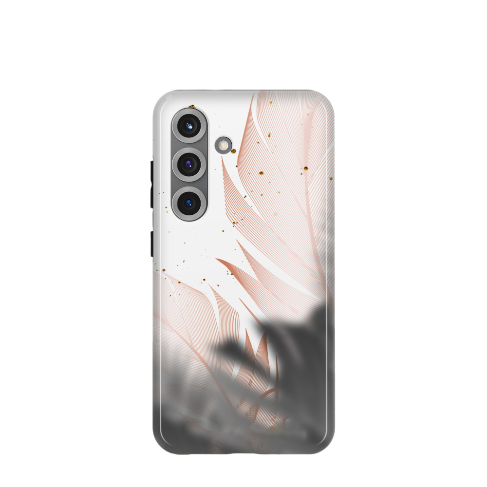 Samsung Galaxy S25 Hybrid (Kunststoff / Gummi) Hülle Feder Design - Weiss