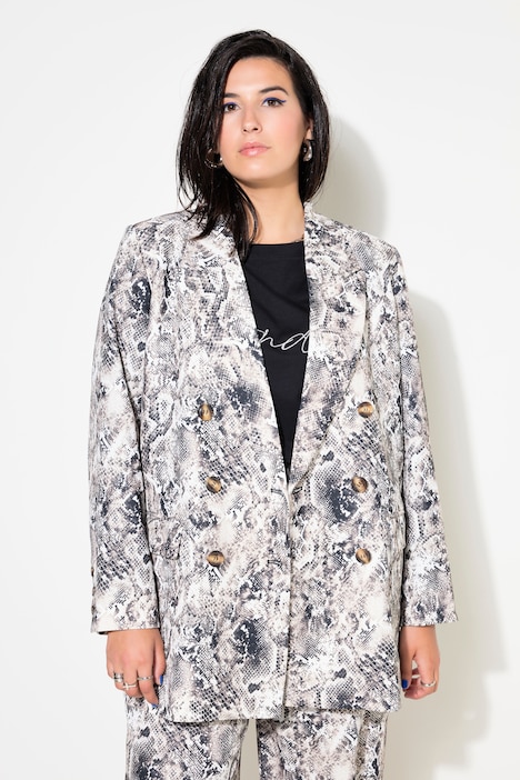 Blazer, Loose Shape, Snake-Print, doppelreihig