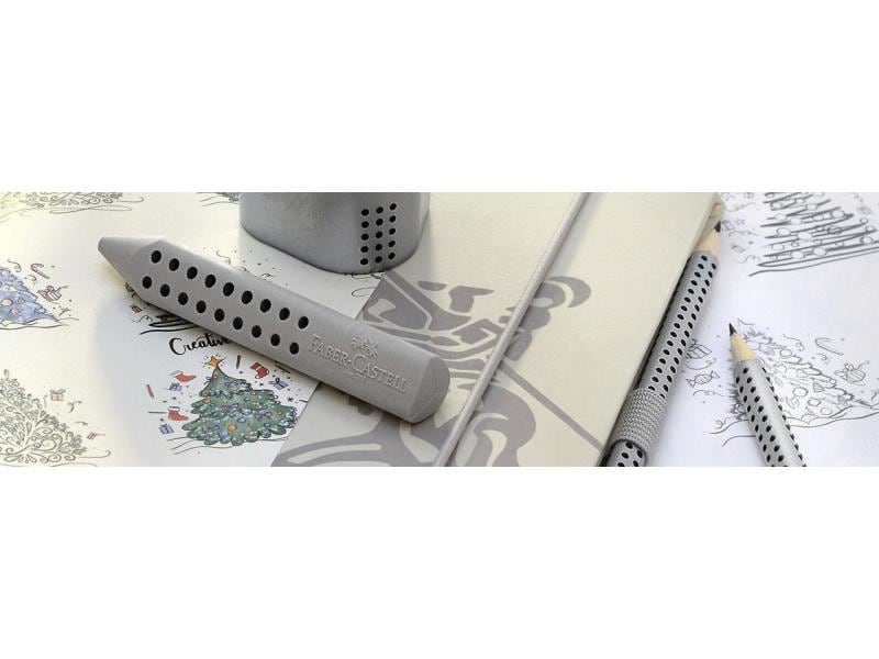 Faber-Castell Spitzer Grip 2001 Dreifach Manuell, Silber Mit Behälter aus Kunststoff