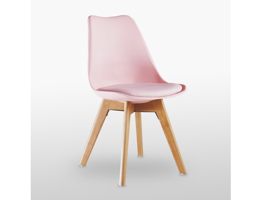 LIFE INTERIORS - Ensemble table et chaises Table noire ronde + 4 chaises scandinaves roses - ensemble p...