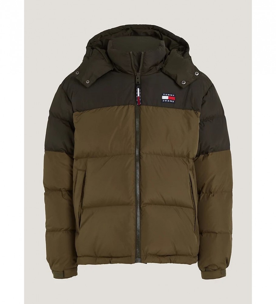 Jaqueta Tommy Jeans Alaska acolchoada, bloco de cor verde