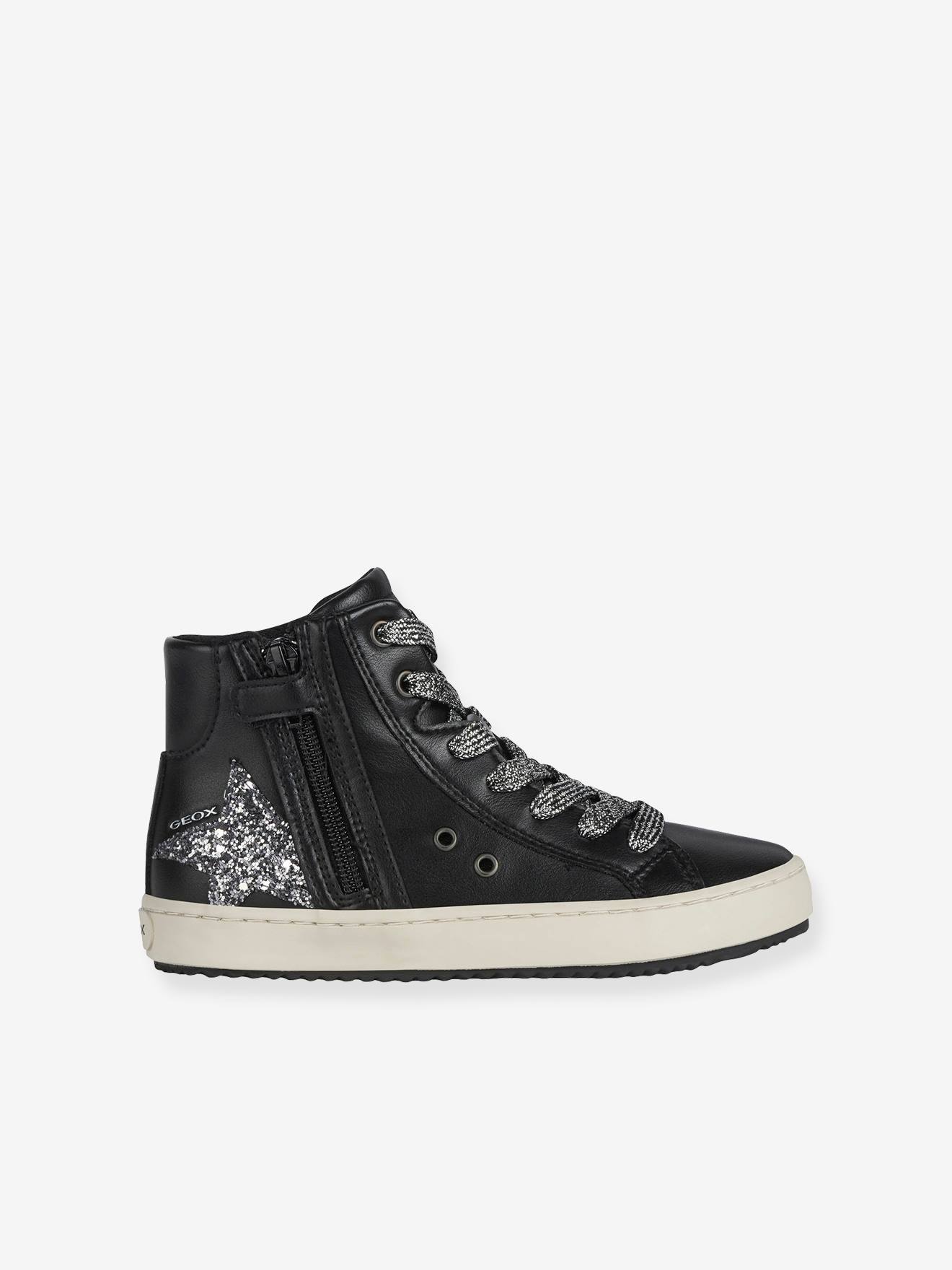 Sapatos de couro Kalespera GEOX® de cano médio, para meninas negras.