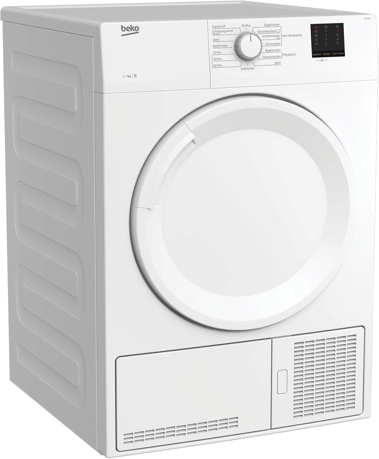 Beko DC 7130 N Kondenstrockner, 7 kg, G100, Elektronische Feuchtemessung, Automatischer Knitterschutz, AquaWave-Schontrommel, 15 Programme, Express Programm