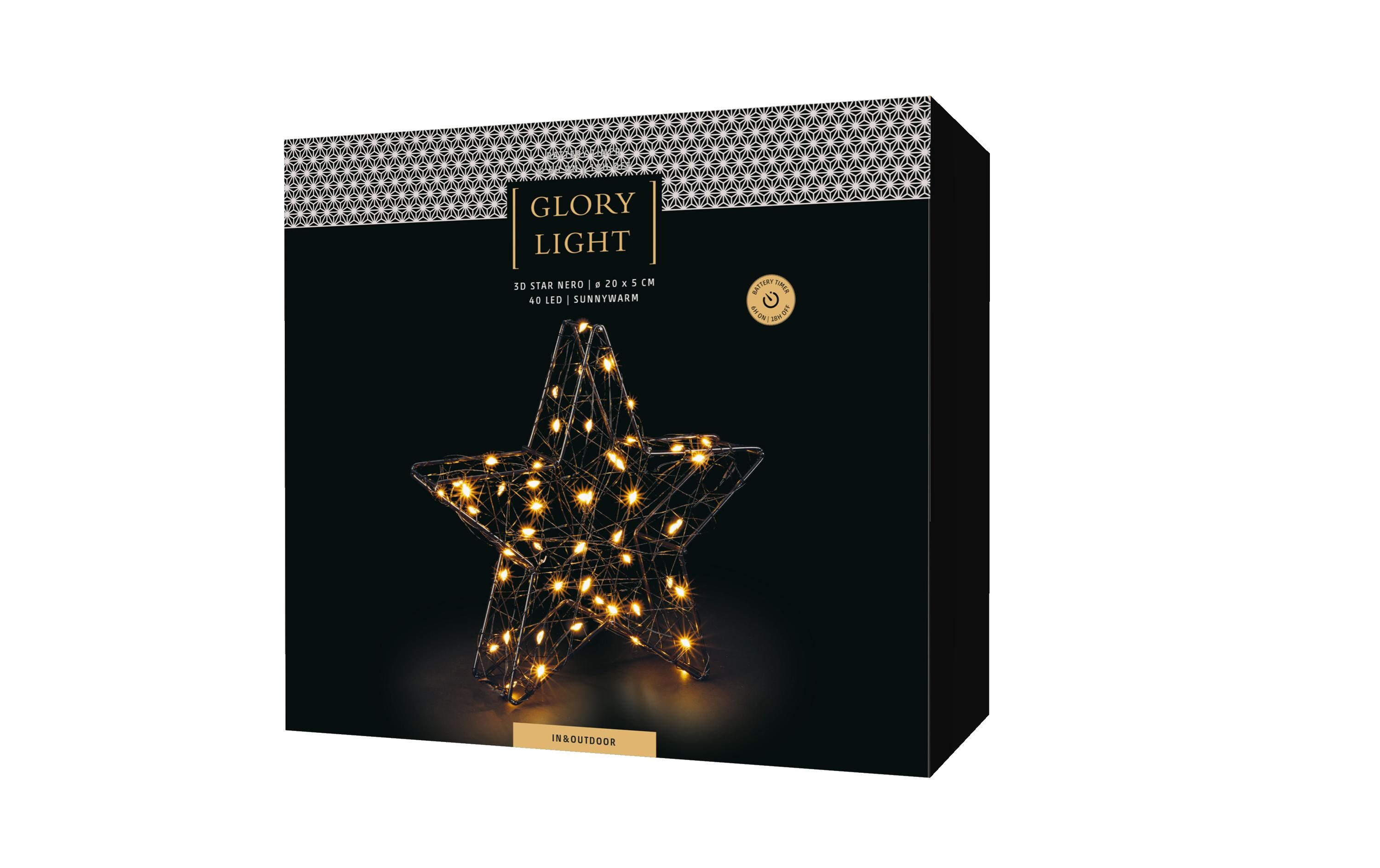 Tischdeko 3D Star Nero S, 20 cmLED Weihnachtsdekoration