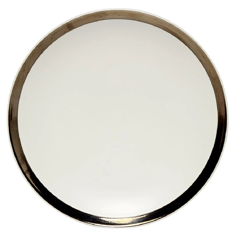 Assiette plate en faïence avec liseré doré