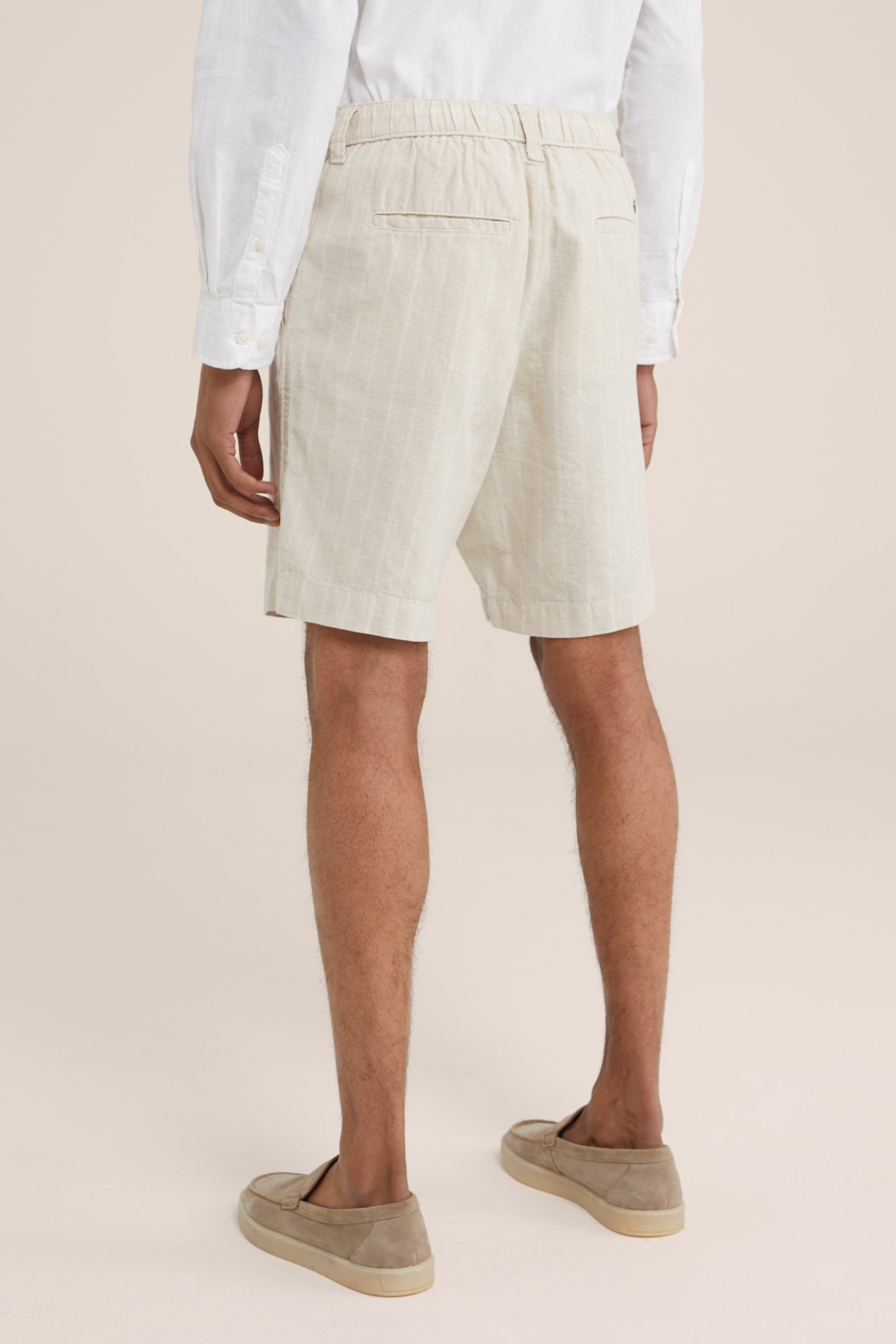 relaxed fit chinoshort van linnenmix WE Fashion Beige