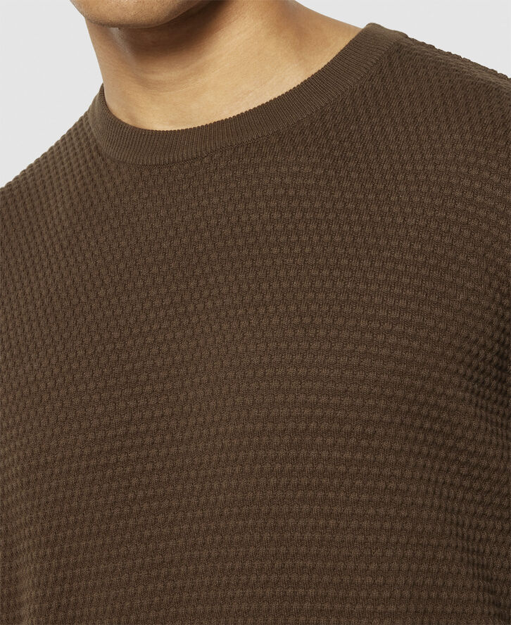 Knowledge Cotton Apparel VAGN regular bubble knit crew neck - Regenerative Organic Ce Demitasse (brown)