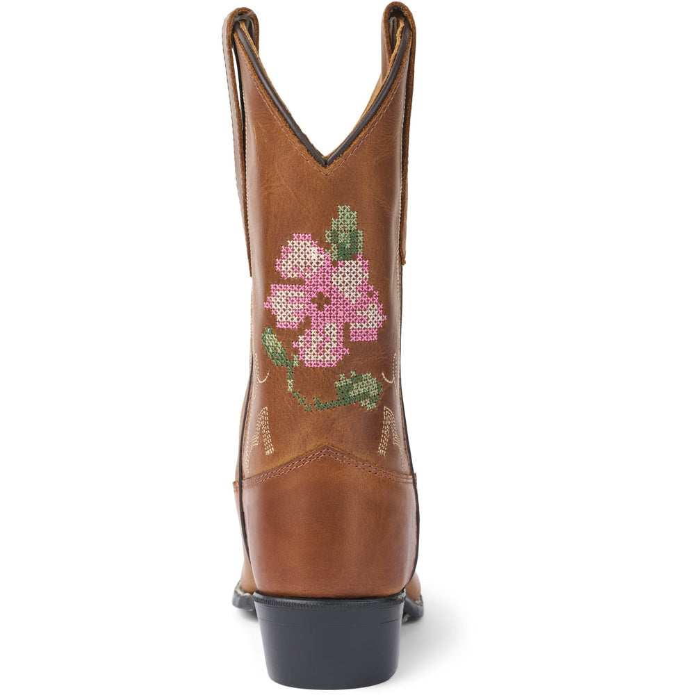 Køb COPENHAGEN COLORS Cognac Leather Limited Cowboy Støvle High - Brown Flower