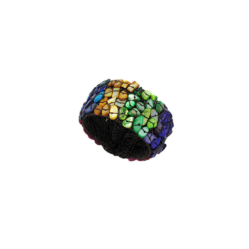 Bracelet Bangle Noir et Nacre Multicolor