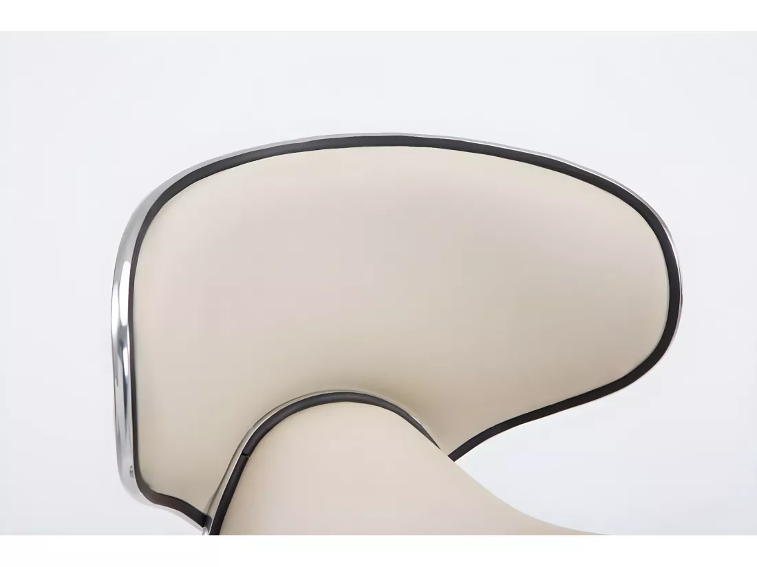 Lot de 2 Tabouret de bar - Similicuir & Chrome - Crème - Las Vegas v2
