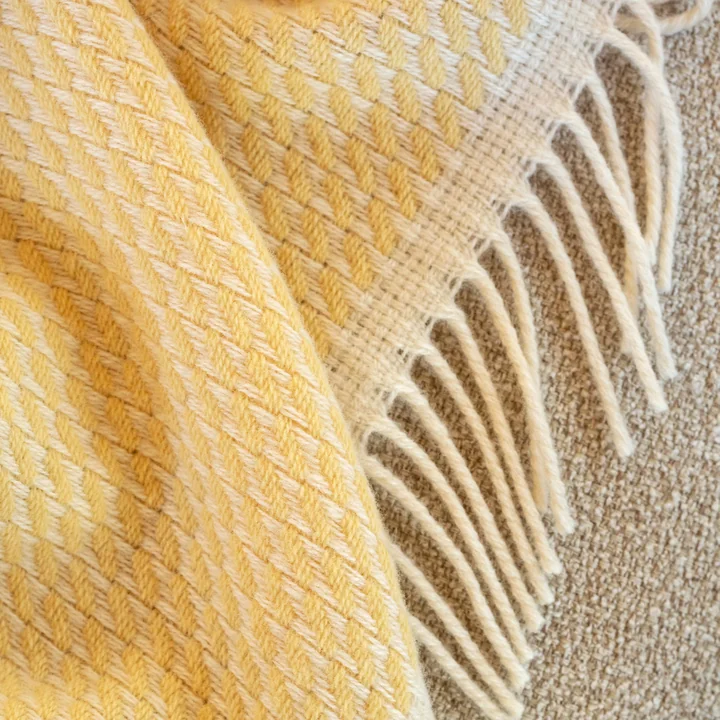 Røros Tweed - Mello Wolldecke, 210 x 150 cm, lemon yellow