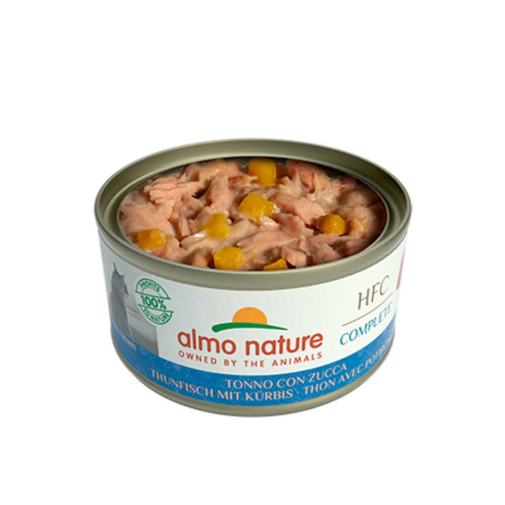 24x Almo Nature HFC Complete Graanvrij Kattenvoer Nat Tonijn & Pompoen70 gr