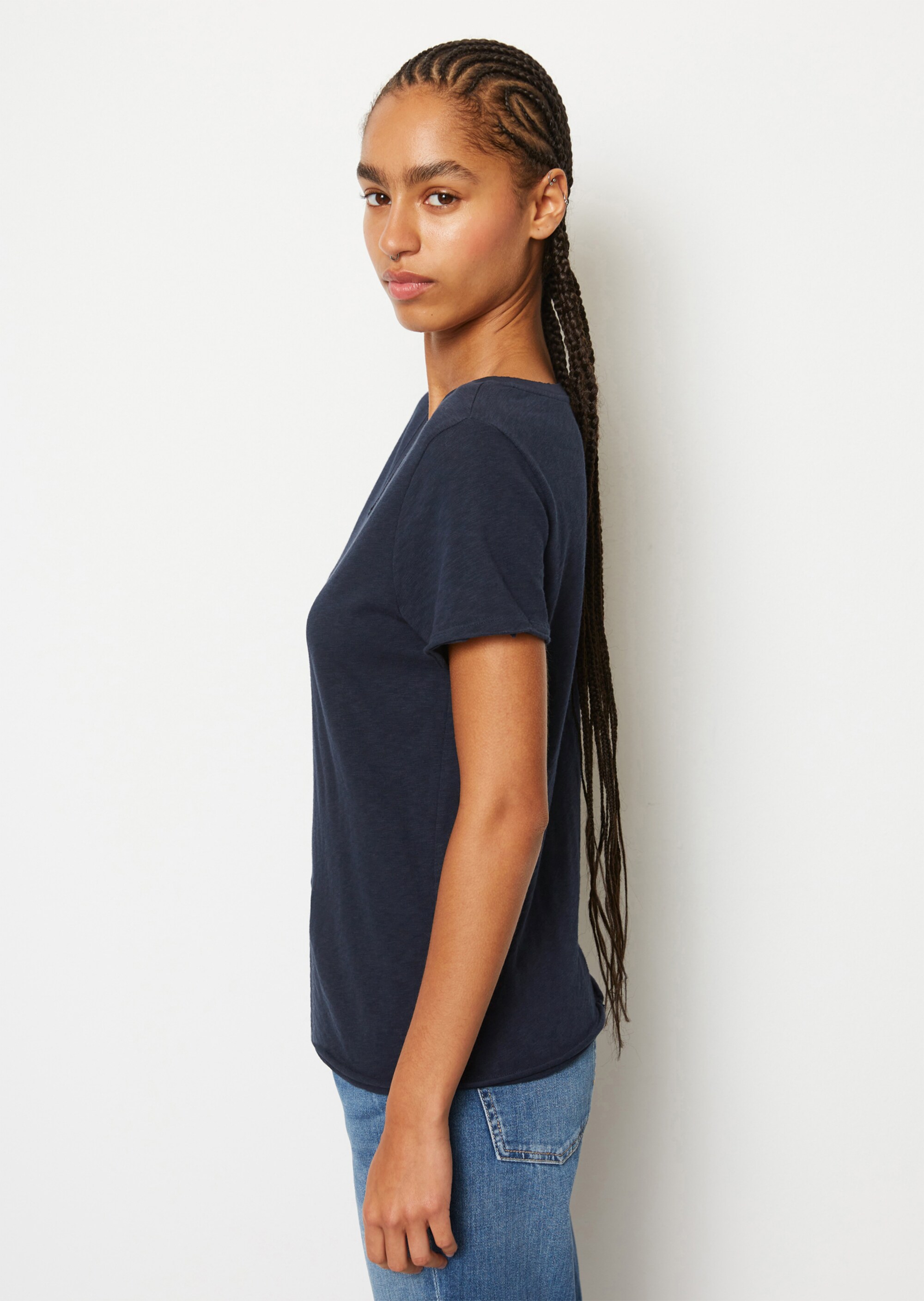 V-Neck-T-Shirt regular Organic-Slub-Cotton