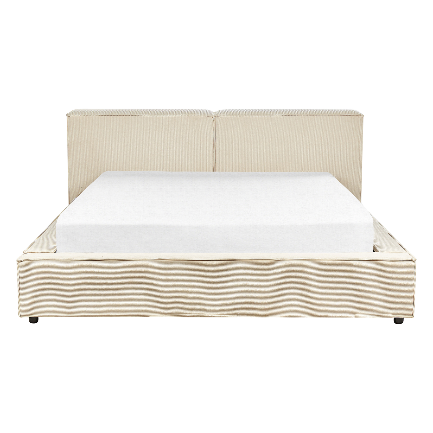 Beliani - LINARDS - Bed - Beige - 160 x 200 cm - Corduroy