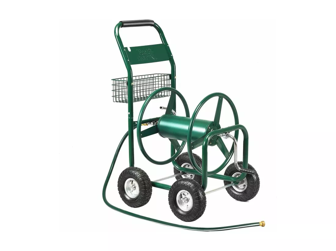 hariot d’Arrosage,Dévidoir de Tuyau d’Arrosage avec 4 roulettes,Panier de Rangement et 1,7M de Tuyau pour Jardin 95 x 62 x 113cm