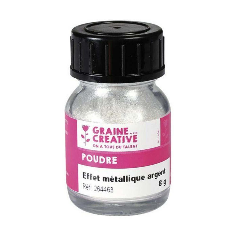 Poudre effet métallique argent pour pâte polymère - 8 g