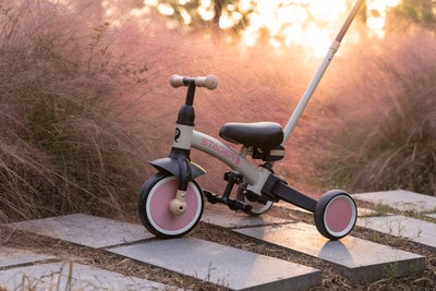 QPlay Stager 3-in-1 Transformerbar Trehjulssykkel, Rosa